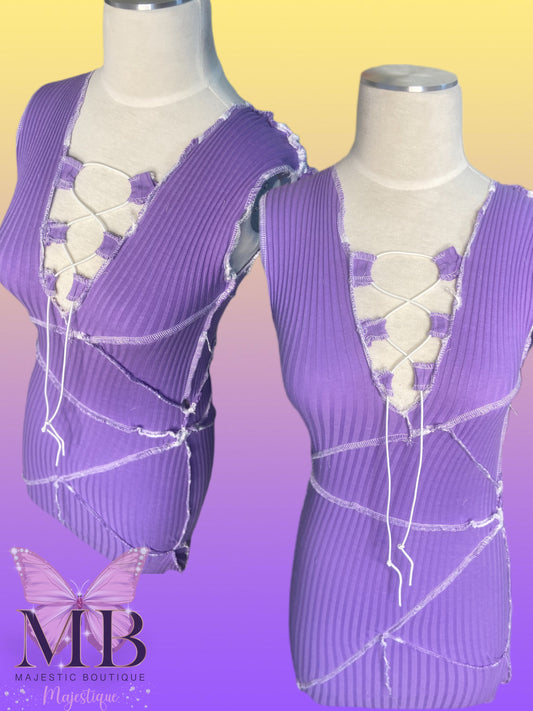 Purple Overlock BodyCon Dress